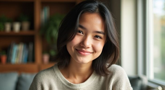 A young adult smiles warmly in a cosy, lived-in room. Flirt with webcamgirls A young adult smiles warmly in a cosy, lived-in room.